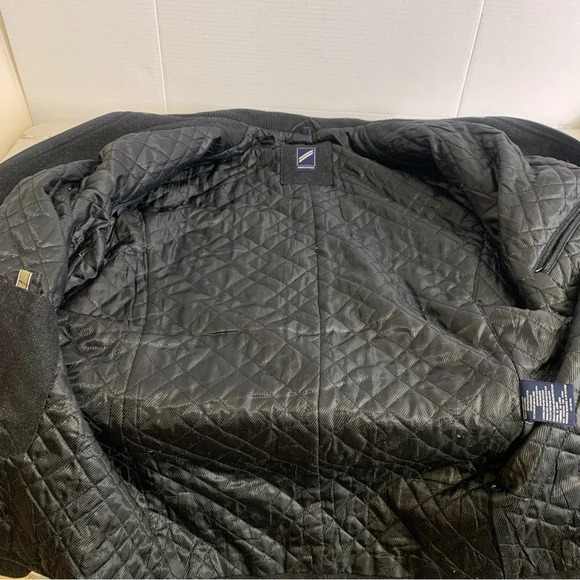 DANIEL HECHTER Charcoal Grey Quilted Lining Wool Zip Up Dress Coat Size L - Picture 10 of 14